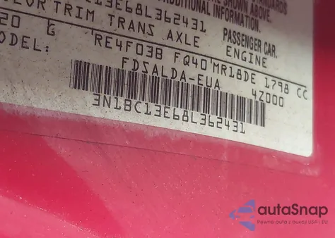 2008 Nissan Versa 1.8S z USA, uszkodzony, nr VIN 3N1BC13E68L362431